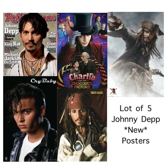 Johnny Depp Posters New Set of 5, Pirates of the Caribbean, Wonka, Crybaby etc* - Picture 1 of 2